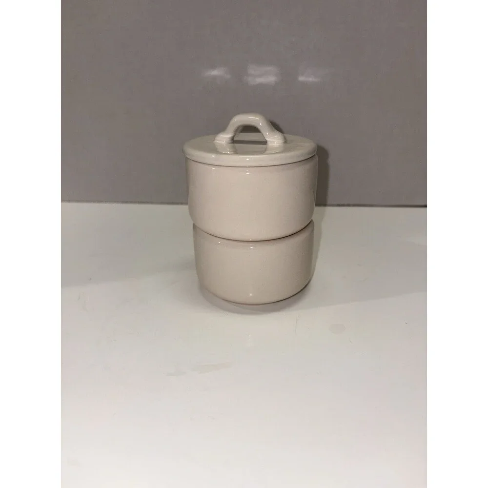 Rae Dunn SALT & PEPPER Ivory Ceramic Stacker Cellar by Magenta